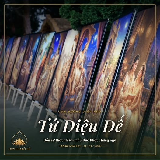 Tứ Diệu Đế qua 30 bức tranh: Khổ đế, Tập đế, Diệt đế, Đạo đế — tấm bản đồ thấy được khổ, hiểu vì sao khổ, tin rằng có thể hết khổ và biết con đường cần đi.