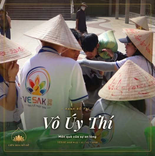 Vô úy thí không cần tiền bạc — một lời động viên đúng lúc, một cái nắm tay, một sự hiện diện lặng lẽ cũng đủ mang lại bình an. Đại lễ Phật Đản 2026 tại Đà Lạt, 23–25/05.